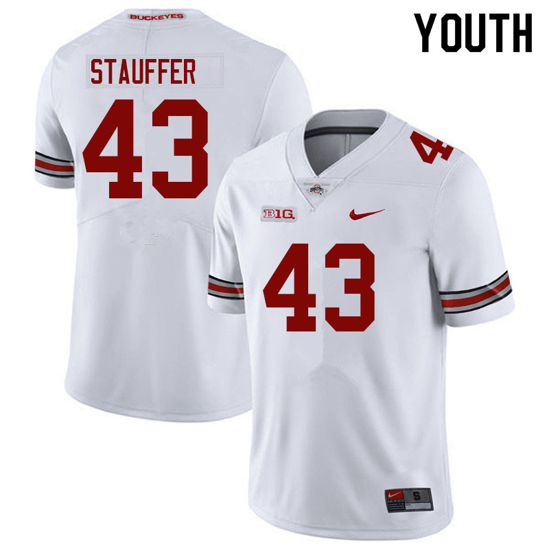 Youth #43 Riordin Stauffer Ohio State Buckeyes College Football Jerseys Sale-White